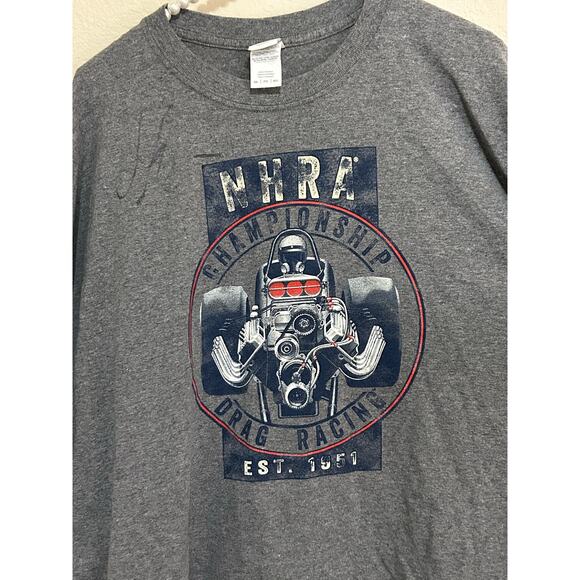 NHRA Championship Drag Racing T-Shirt Size XXL JOHN FORCE SIGNED Signature Top - Picture 2 of 10